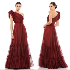 Mac Duggal 67878 Ruffle Sleeve One Shoulder Dress• sz 8 • NWT •$498